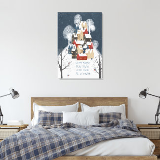 Quaint Little Village On A Hill-Silent Night Poem Canvas Print