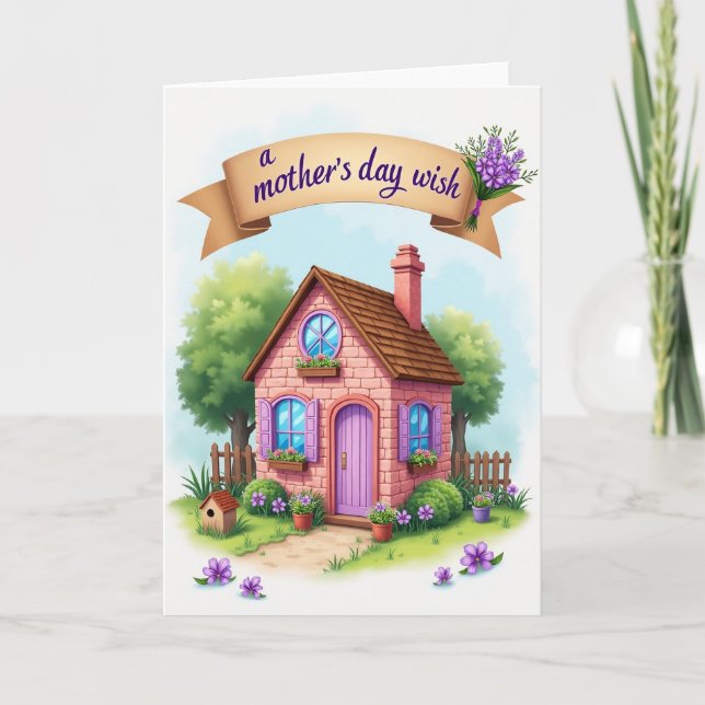 Quaint Mothers Day Cottage Card (Front)