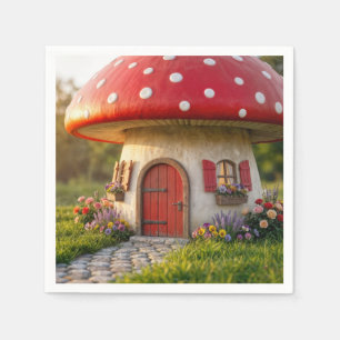 Quaint Mushroom Cottage with Polka Dot Roof Napkins