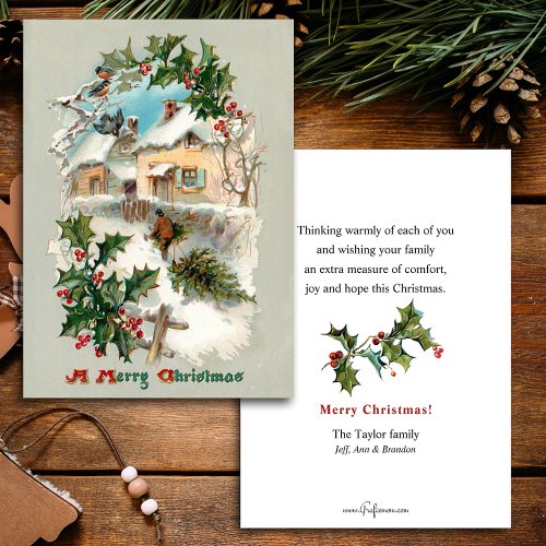 Quaint Nostalgic Vintage Rustic Winter Scene Postcard