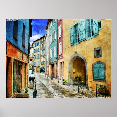 Quaint Old Cobblestone Street Poster