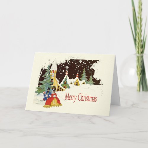 Quaint Snowy Vintage Christmas Card Design