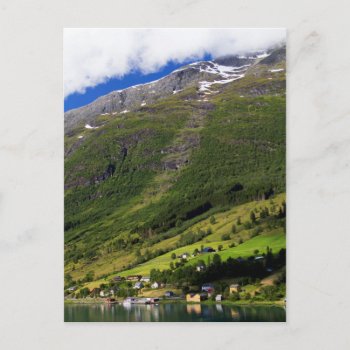 Quaint Village By The Fjord  Norway Postcard by takemeaway at Zazzle