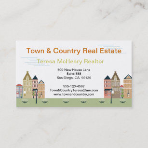 Quaint Village Street Real Estate Business Cards