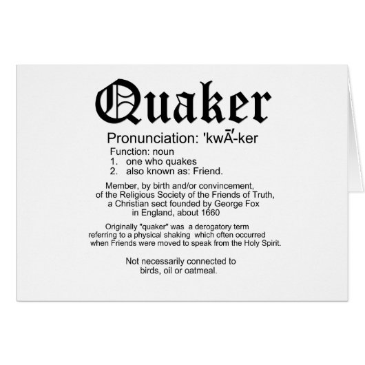 Quaker Definition Cards (Front Horizontal)