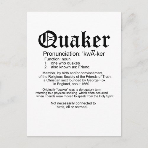 Quaker Definition Postcard