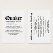 Quaker definition welcome card (Front & Back)