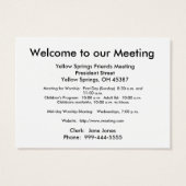 Quaker definition welcome card (Back)