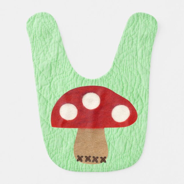 Quaker faux quilt felt mushroom Baby Bibs (Front)