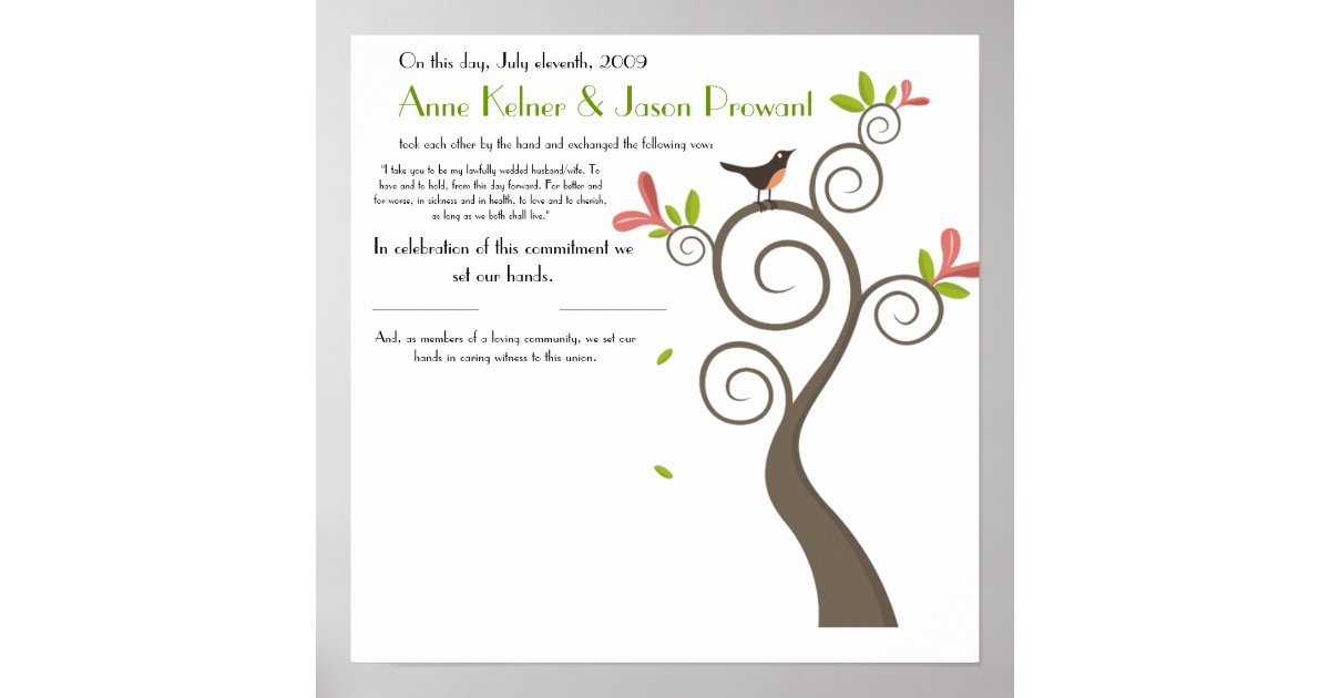 Quaker Marriage Certificate - Huge - Customized Poster | Zazzle