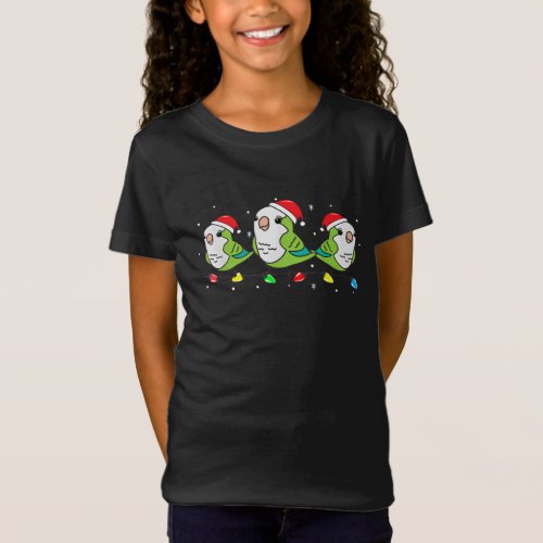 Quaker Parrot Bird Christmas Lights Funny Pet Xmas T_Shirt