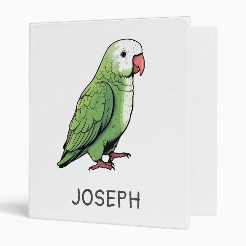 Quaker parrot bird cute design 3 ring binder
