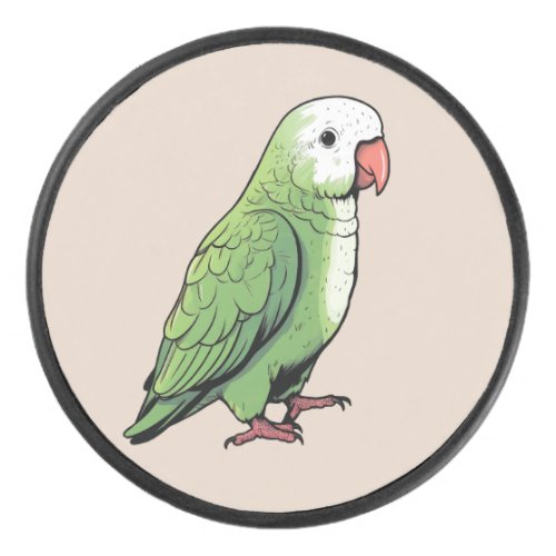Quaker parrot bird cute design hockey puck