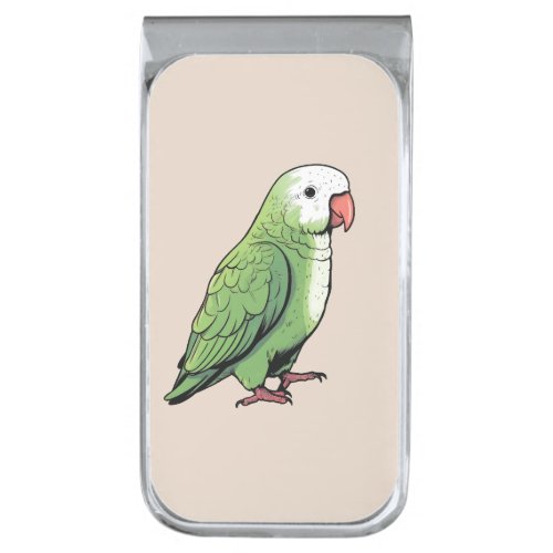 Quaker parrot bird cute design silver finish money clip