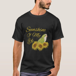 Quaker Parrot Green Monk Parakeet Sunshine Sunflow T-Shirt