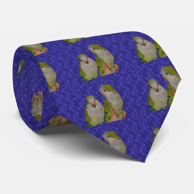 Quaker Parrot Pair Animal Neck Tie (Rolled)