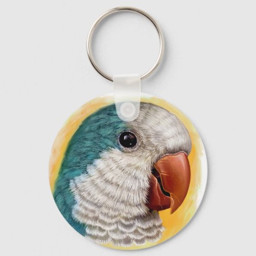 Quaker parrot realistic painting keychain