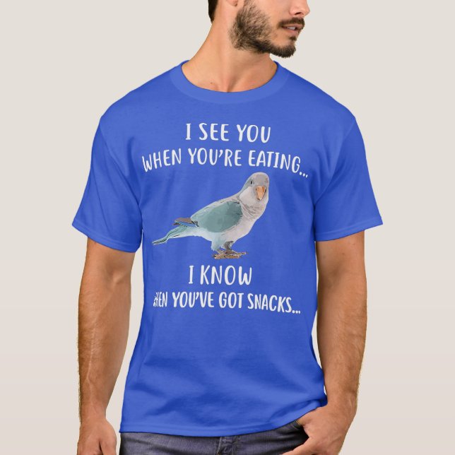 Quaker Parrot Shirt I Know Your Snacks Blue (Front)