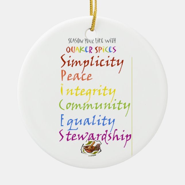 Quaker Spices Ceramic Ornament (Front)