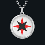 Quaker Star Silver Plated Necklace<br><div class="desc">The red and black star is the emblem of Quaker Relief Work carried along with the Christian message of brotherhood and reconciliation often through dangers and varied difficulties,  holding on to the faith and courage to become “repairers of the breach,  restorers of paths to dwell in.”</div>