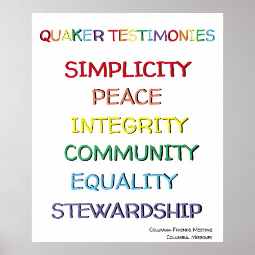 Quaker Testimonies Poster Custom