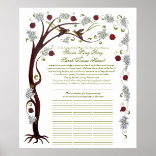 Quaker Wedding Tree of Life (60 guests) portrait Poster