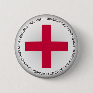 Qualified First Aider Medical Aid Pinback Button