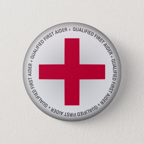 Qualified First Aider Medical Aid Pinback Button