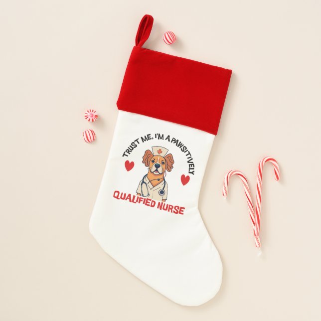 Qualified Nurse Pawsitively Christmas Stocking (Front)