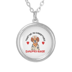 Qualified Nurse Pawsitively Silver Plated Necklace