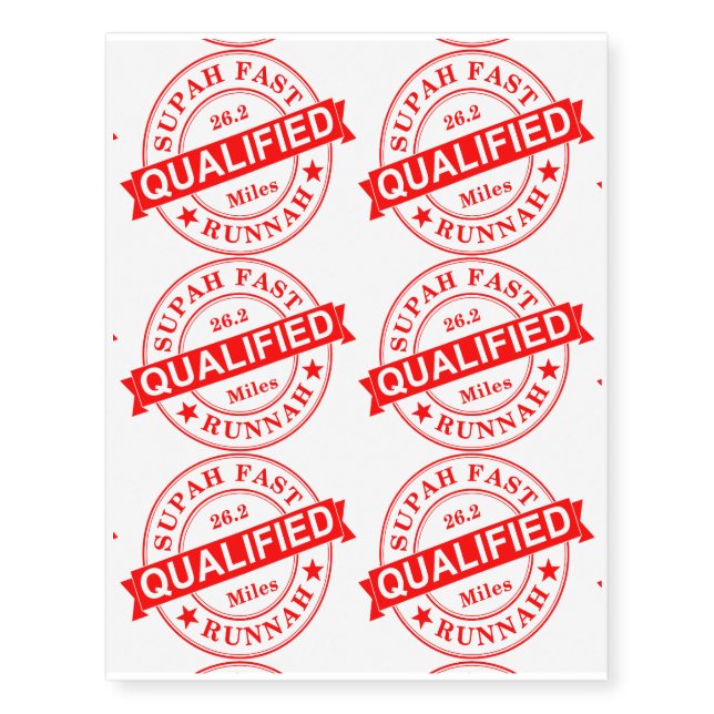 Qualified Super Fast Runner - Running Temporary Tattoos (Front)