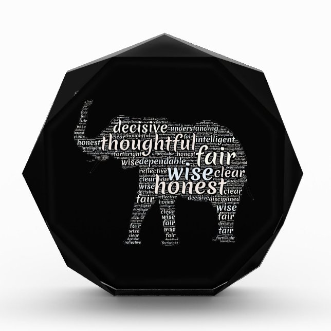 Qualities of an Elephant Word Cloud Acrylic Award (Front)