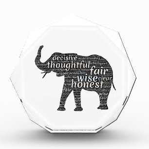 Qualities of an Elephant Word Cloud Acrylic Award