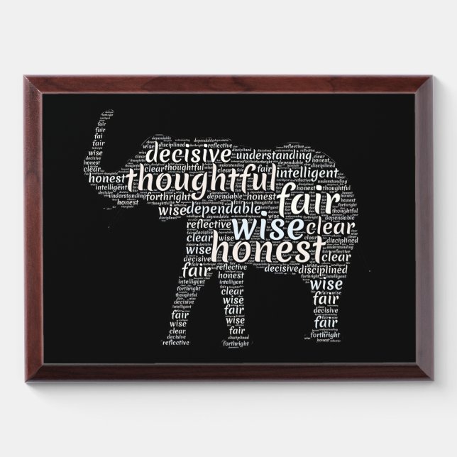 Qualities of an Elephant Word Cloud Award Plaque (Horizontal)