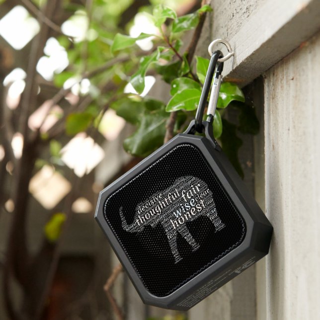 Qualities of an Elephant Word Cloud Bluetooth Speaker (Inisitu)