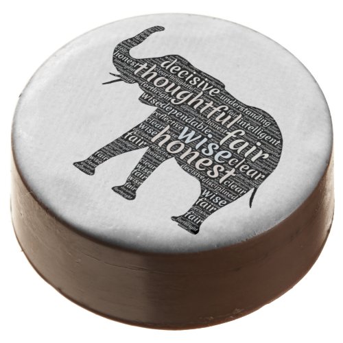 Qualities of an Elephant Word Cloud Chocolate Covered Oreo