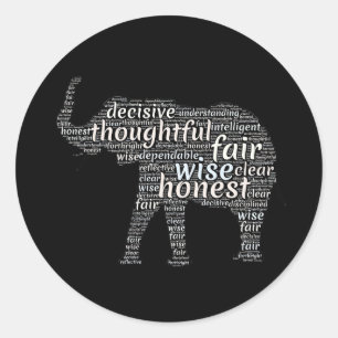 Qualities of an Elephant Word Cloud Classic Round Sticker