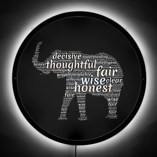 Qualities of an Elephant Word Cloud LED Sign