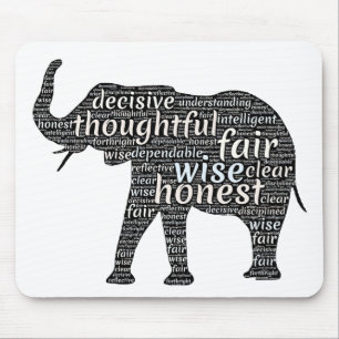 Qualities of an Elephant Word Cloud Mouse Pad