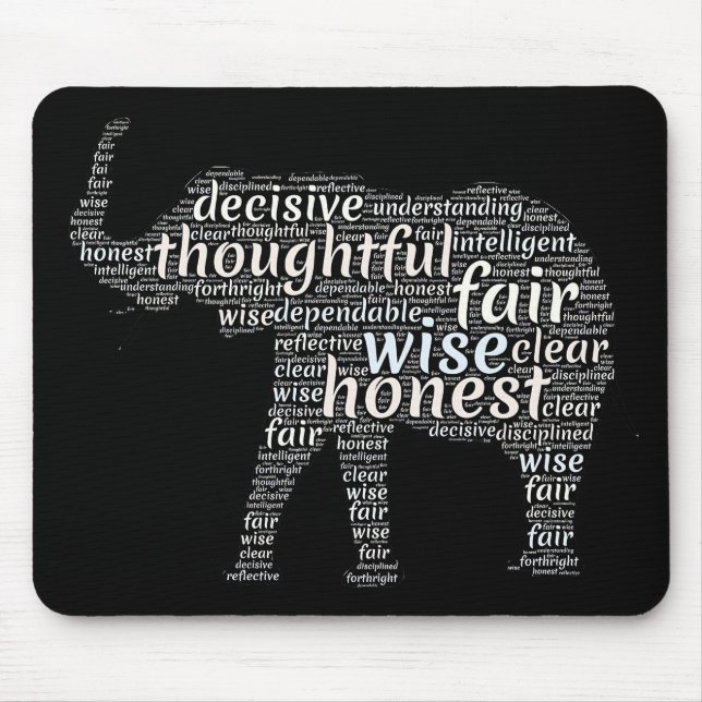 Qualities of an Elephant Word Cloud Mouse Pad (Front)