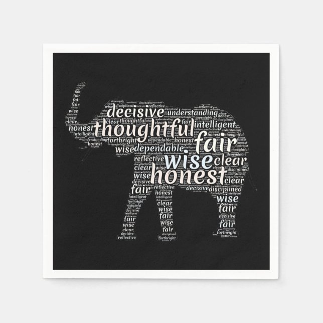 Qualities of an Elephant Word Cloud Napkins (Front)