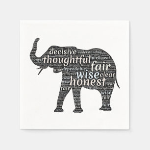 Qualities of an Elephant Word Cloud Napkins