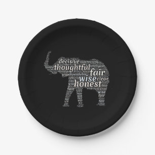 Qualities of an Elephant Word Cloud Paper Plates