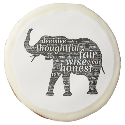Qualities of an Elephant Word Cloud Sugar Cookie