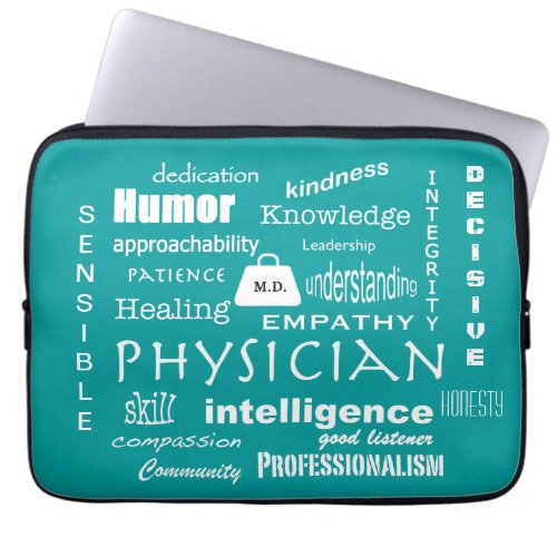 Qualities of Good Physician_Aqua Blue Laptop Sleeve