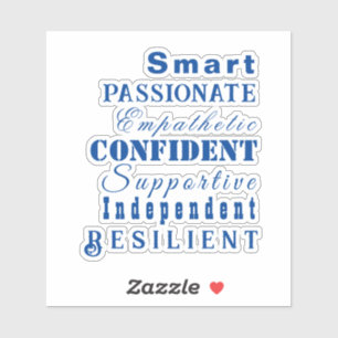 Qualities of Great Women Elegant Motivational Blue Sticker