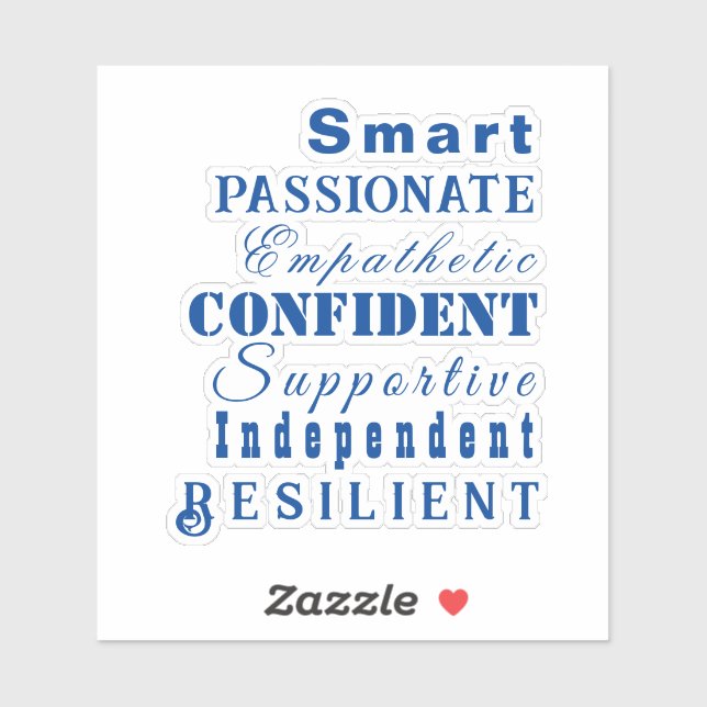 Qualities of Great Women Elegant Motivational Blue Sticker (Sheet)