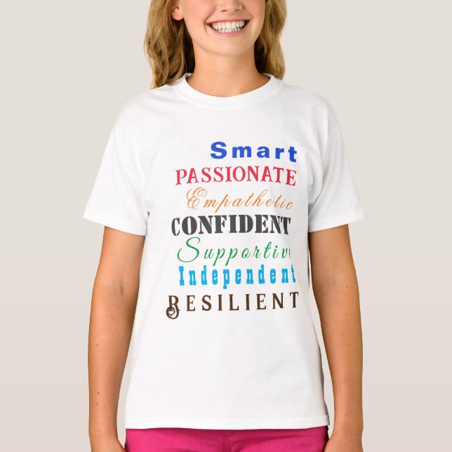 Qualities of Great Women Fun Colorful Girls' T-Shirt (Front)