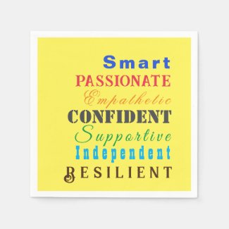 Qualities of Great Women Fun Colorful Yellow