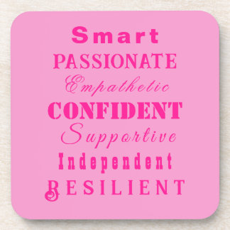 Qualities of Great Women Pink Beverage Coaster
